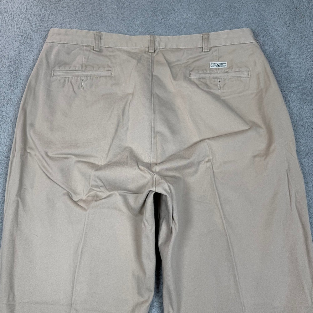 Polo Ralph Lauren Andrew Pant Mens 38x32 Tan Khaki Double Pleated Cotton Chinos - Picture 4 of 13